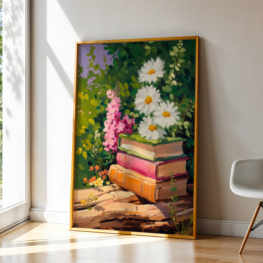 Home Decor Daisy - หนังสือภาพวาดสีน้ำมัน ดอกเดซี่ ดอกไม้ป่า โปสเตอร์ผ้าแคนวาส, ภาพพิมพ์ 2D