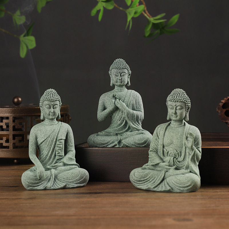 Home Decor Green - พระพุทธรูปสวนรูปปั้นตกแต่งถังปลา MINI พระพุทธรูปโต๊ะ Tablescape ตกแต่งบ้าน ZEN