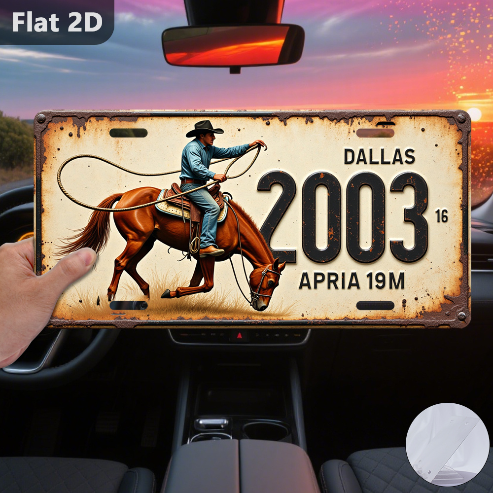 Home Decor Dallas - ป้ายทะเบียนรถม้าคาวบอยดัลลัส 2003 รุ่น AL - ป้ายโลหะวินเทจตกแต่งผนัง
