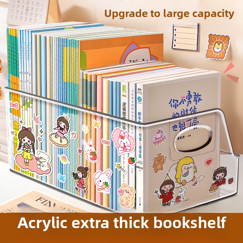 Aesthetic Bookend - อะคริลิคโปร่งใสชั้นวางหนังสือขนาดใหญ่ Desktop Organizer หนา Bookstand Desktop