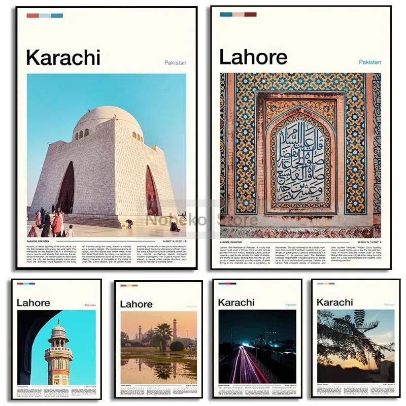 Home Decor Karachi - ภาพวาดผ้าใบ Wall Art ภาพเอเชียปากีสถาน Travel โปสเตอร์