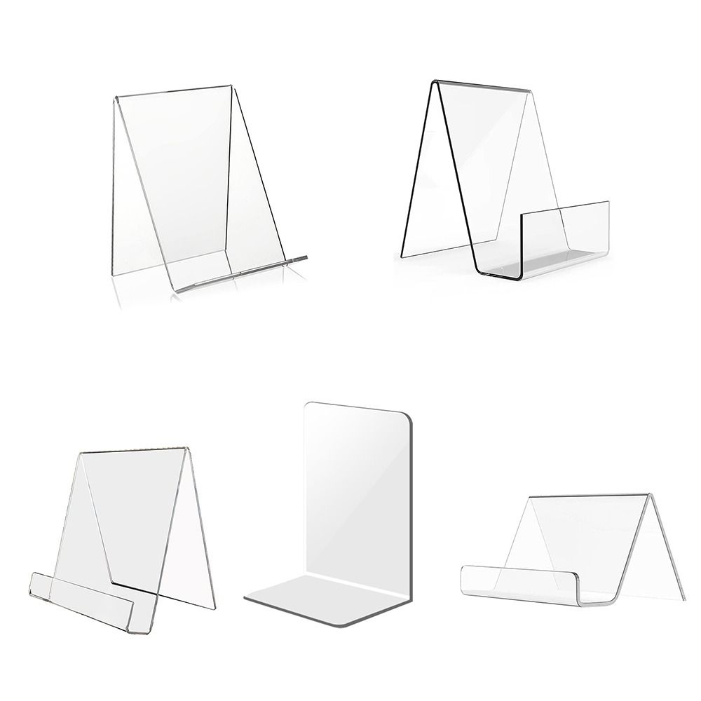 Aesthetic Bookend - ที่วางหนังสืออะคริลิคคุณภาพสูงอเนกประสงค์ ชั้นวางแผ่นซีดีแบบใส ที่วางโทรศัพท์มือถือแบบพกพา ใช้ได้กับโต๊ะทำงาน