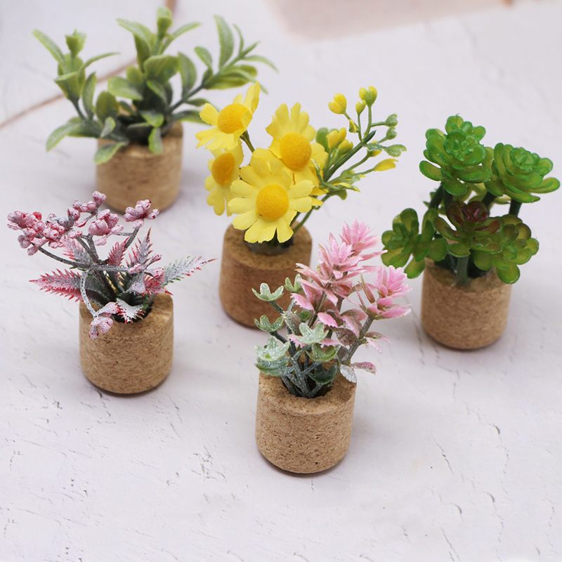 Home Decor Green - 1:12 ตุ๊กตาจำลองบ้านตุ๊กตา ดอกไม้ ต้นไม้ กระถางต้นไม้จำลอง ของตกแต่งบ้านตุ๊กตา