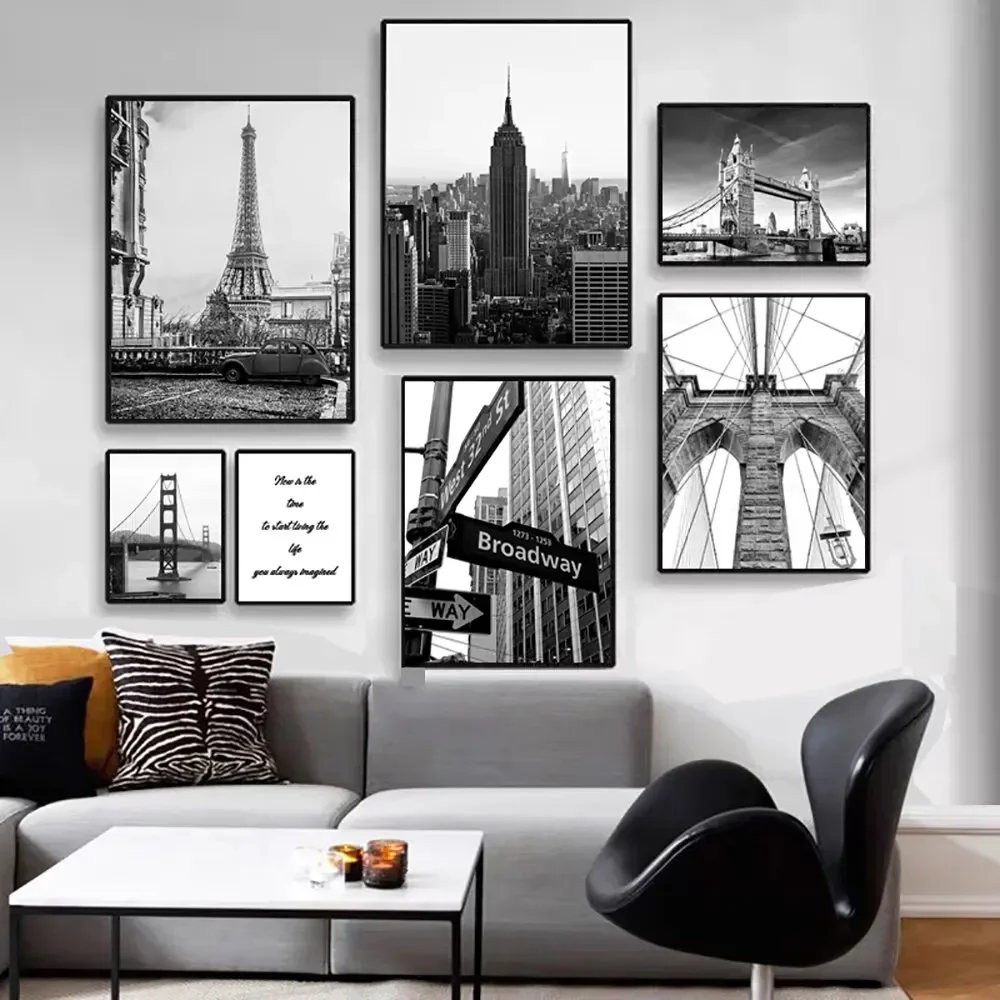 Home Decor London - ที่เป็นที่รู้จักของเมืองสมัยใหม่นิวยอร์ก ลอนดอนภูมิทัศน์โปสเตอร์และพิมพ์ผ้าใบพิมพ์ศิลปะบนกำแพงสำหรับห้องนั่งเล่นตกแต่งบ้าน