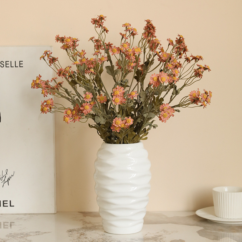 Home Decor Daisy - ดอกคาโมไมล์ดอกเบญจมาศสำหรับฤดูใบไม้ร่วง53ซม. ดอกไม้ประดิษฐ์ตกแต่งศิลปะวินเทจในชนบทสำหรับบ้านโรงแรมดอกไม้ผ้าไหม
