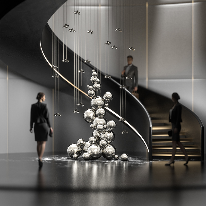 Home Decor Za - งานประติมากรรมศิลปะนามธรรมสมัยใหม่สแตนเลสแบบกำหนดเอง งานฝีมือทนทาน ของตกแต่งบ้าน แกะสลักเคลือบทอง ของขวัญสร้างสรรค์ โลหะ