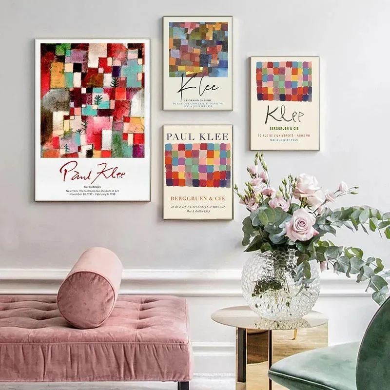 Home Decor Exhibition - พอล คลี นิทรรศการศิลปะติดผนังสไตล์มินิมอล ภาพพิมพ์บนผ้าใบ โปสเตอร์สำหรับตกแต่งห้องนอน ตกแต่งบ้านสไตล์โมเดิร์น