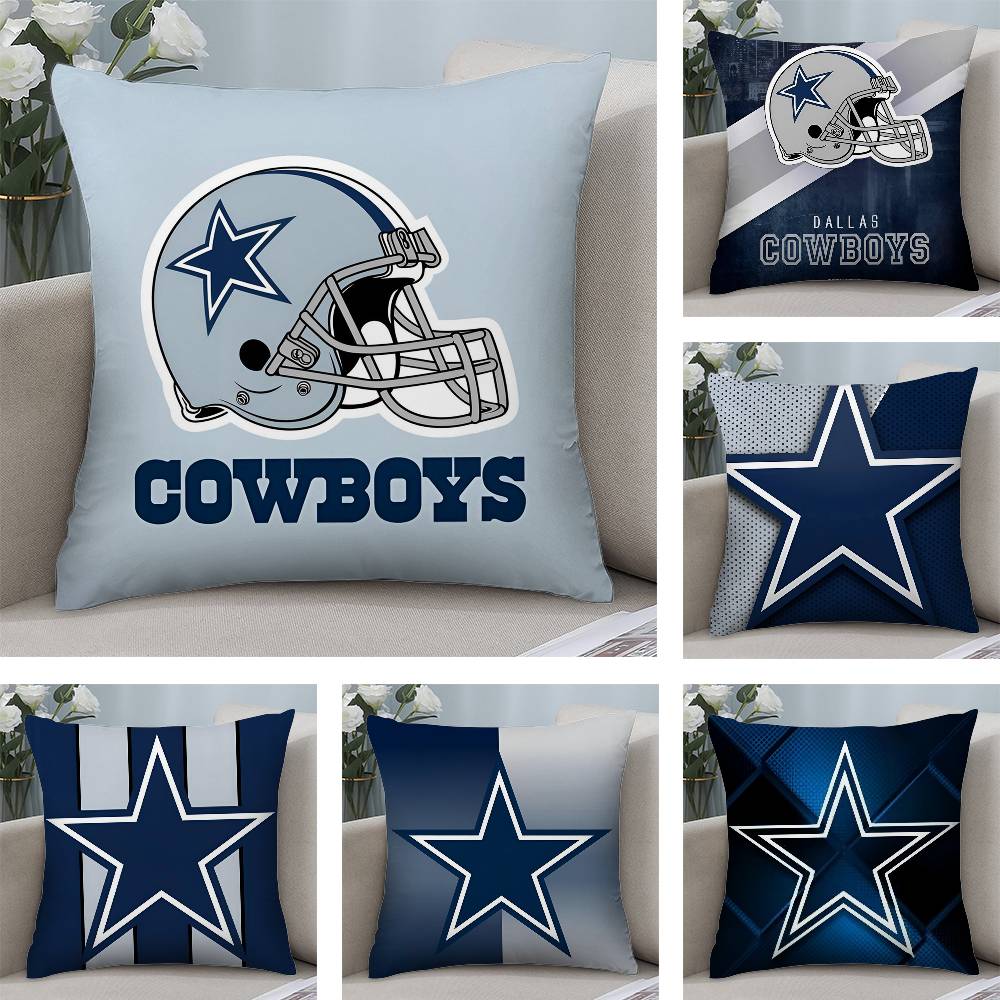Home Decor Dallas - รักบี้ D-DallaS C-คาวบอยหมอนผ้ากํามะหยี่ปลอกหมอนนุ่มพิมพ์สองด้านเบาะรองนั่งของขวัญในครัวเรือน