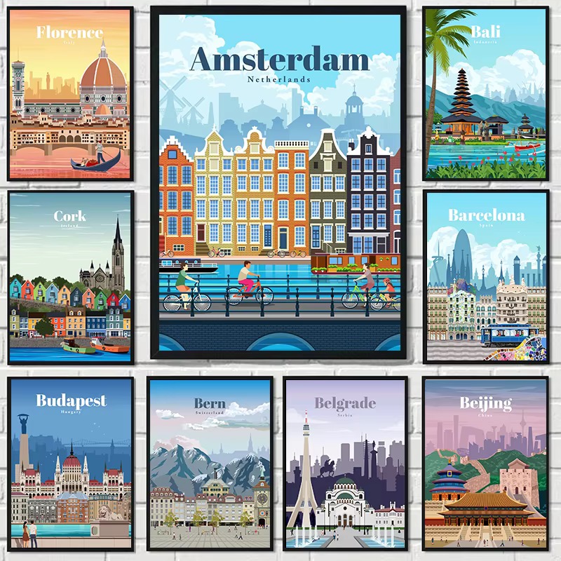Home Decor London - ภาพเพชรประดับ แอมสเตอร์ดัม โตเกียว ลอนดอน ไอซ์แลนด์ บาหลี