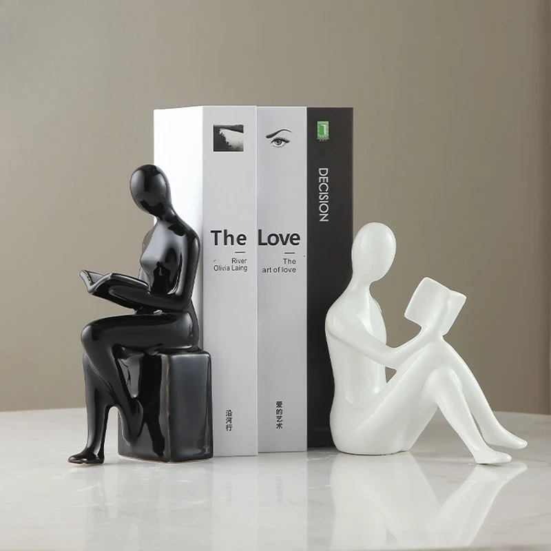 รูปปั้นเซรามิกรูปนักอ่าน 2 ชิ้ - Aesthetic Bookend บทวิจารณ์และราคา