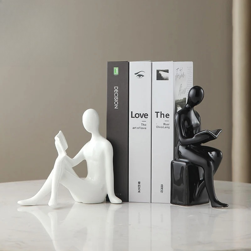 รูปปั้นเซรามิกรูปนักอ่าน 2 ชิ้ - Aesthetic Bookend บทวิจารณ์และราคา