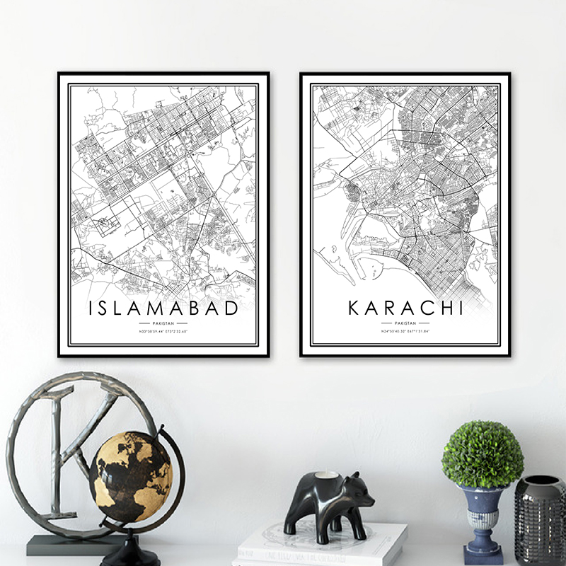 การาจีแผนที่เมืองโปสเตอร์อิสลา - Home Decor Karachi บทวิจารณ์และราคา
