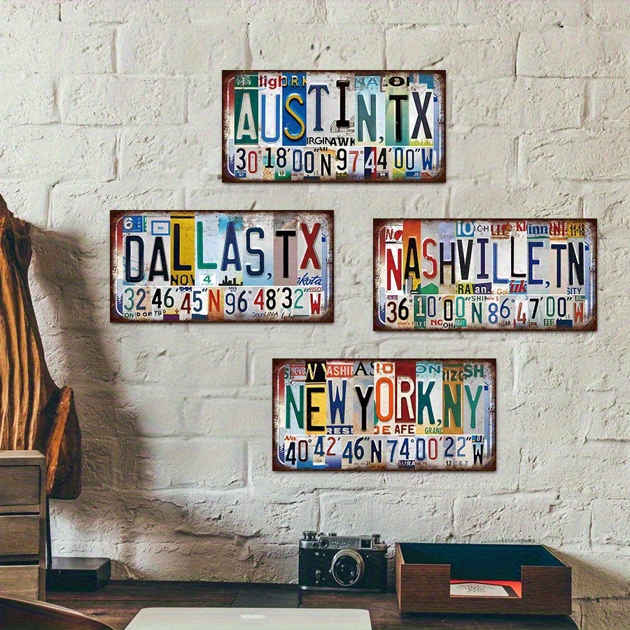 แผ่นโลหะติดผนังลายเมืองวินเทจแ - Home Decor Dallas บทวิจารณ์และราคา