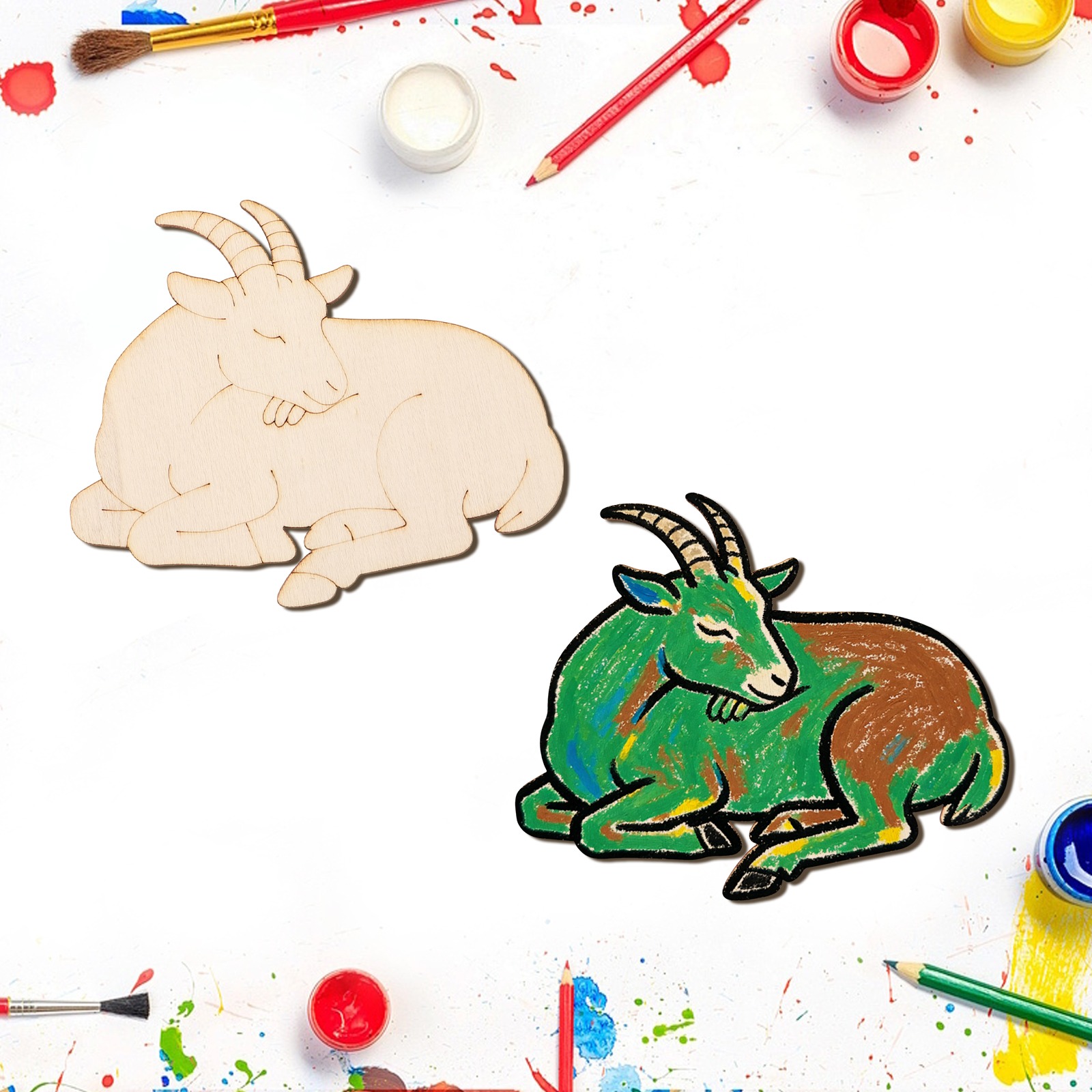 ชุดงานฝีมือไม้แกะสลักรูปแกะ 10 - Home Decor Painting บทวิจารณ์และราคา